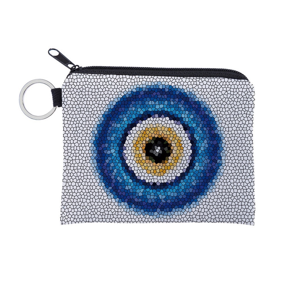 Blue Evil Eye Coin Pouch Keychain – Zippered Mini Wallet
